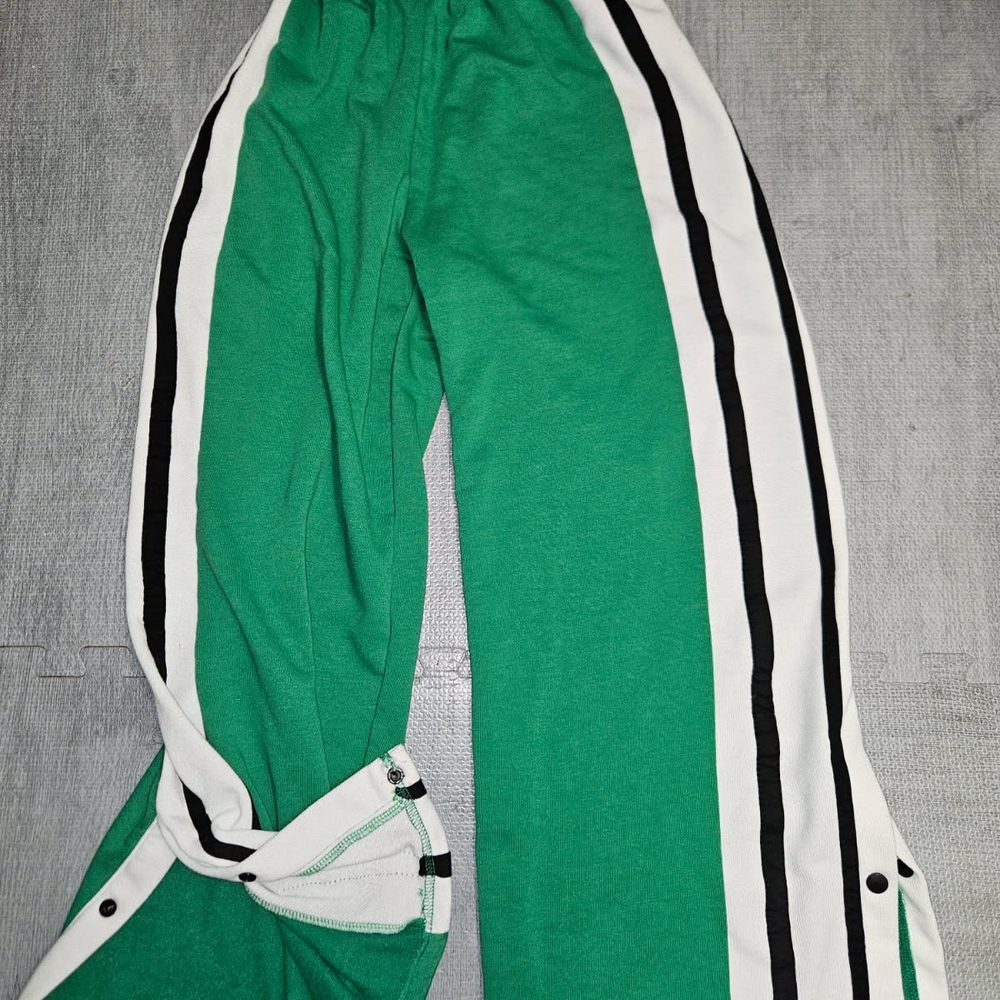 Green and White Womens Track Pants